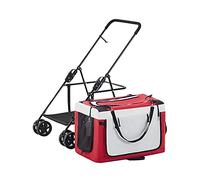 Passeggini per cani di piccola taglia Passeggino leggero per cani per 2 cani Gatti Cuccioli e gattini Carrello pieghevole Carrozzina traspirante Passeggino Passeggino per animali domestici (Kaki) (R