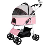 Passeggini per Cani e Gatti Passeggino per Cani di Taglia Media e Piccola 20 kg Pieghevole Carrello per Cani Gatti con Ruote Traspirante Carrozzina per Cani Passeggino per Animali Domestici con Pass