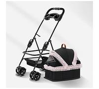 Passeggini per cani migliorati per cani di piccola taglia media Passeggino leggero per gatti con pizzo Passeggini per cani pieghevoli e staccabili Pet Gear 4 ruote (Nero) (Rosa)