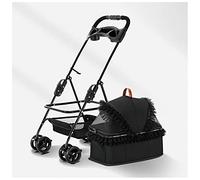 Passeggini per cani migliorati per cani di piccola taglia media Passeggino leggero per gatti con pizzo Passeggini per cani pieghevoli e staccabili Pet Gear 4 ruote (Nero) (Nero)