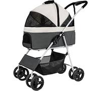 Passeggini per cani Passeggino premium per animali domestici per cani di taglia media Passeggini pieghevoli per gatti a 4 ruote con trasportino staccabile Seggiolino auto traspirante Rete di grande