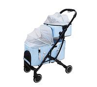 Passeggini per gatti Carrozzine per cani Passeggini Passeggini per animali a doppio strato Passeggino per animali premium per 2 gatti Cani Passeggino staccabile a due strati Carrello da viaggio (Gri