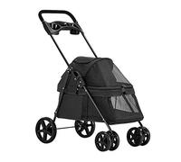Passeggini premium per animali domestici per cani di piccola taglia Passeggino per cani/gatti Passeggino per cani a 4 ruote Passeggino con portabicchieri Leggero e portatile Facile da piegare (Grigi