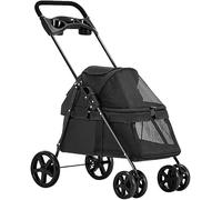 Passeggini premium per animali domestici per cani di piccola taglia Passeggino per cani/gatti Passeggino per cani a 4 ruote Passeggino con portabicchieri Leggero e portatile Facile da piegare (Rosa)