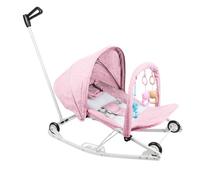 Passeggino 2 in 1, sedia a dondolo, ruote pieghevoli, maniglia di spinta manovrabile, regolazione a 4 velocità, 40 x 80 x 66 cm, rosa