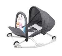 Passeggino 2 in 1, sedia a dondolo, ruote pieghevoli, maniglia di spinta manovrabile, regolazione a 4 velocità, 40 x 80 x 66 cm, grigio