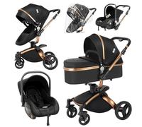 Passeggino 3 in 1, Carrozzine 3 en 1, Triciclo Girello Passeggino alto Paesaggio Passeggini pieghevoli Carrello per bambini Carrozzina per bambini 0-36 mesi (906 Black D2)