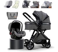Passeggino 3 in 1, leggero, pieghevole, con ventola di raffreddamento, borsa per la mamma, parapioggia, coprigambe, coperta, zanzariera, carrozzina per neonati fino a 3 anni