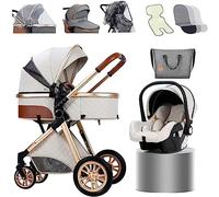 Passeggino 3 in 1 per bambini, pieghevole, leggero, ultra compatto, include ventilatore, borsa per la mamma, parapioggia, coprigambe, coperta e molto altro ancora