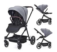 Passeggino 3 in 1, set di passeggini con sedile sportivo, passeggino con reversibile, carrozzina e sedile sportivo con un clic pieghevole, portatile, protezione antipioggia grande capote estensibile