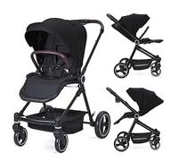 Passeggino 3 in 1, set di passeggini con sedile sportivo, passeggino con reversibile, carrozzina e sedile sportivo con un clic pieghevole, portatile, protezione antipioggia grande cappuccio