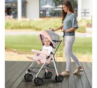 Passeggino a 4 ruote, passeggino a canna compatto Ingenious,Passeggino a canna per bambini 0-4 anni, compatto e leggero, da viaggio, versione seduta, capote in tre parti, con zanzariera-45 x 67 x 100