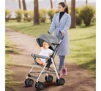 Passeggino a 4 ruote, passeggino a canna compatto Ingenious,Passeggino a canna per bambini 0-4 anni, compatto e leggero, da viaggio, versione seduta, capote in tre parti, con zanzariera-45 x 67 x 100