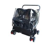 Passeggino a doppio posto per cani di taglia media e piccola, passeggini a due posti per cani, gatti e altro ancora, leggero trasportino pieghevole per cani da viaggio (nero con parapioggia)