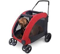 Passeggino a quattro ruote per animali domestici Passeggino pieghevole da viaggio per animali domestici Carrello per cani Carrelli per gatti per cani e gatti di taglia media (rosso) (Rosso)