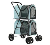 Passeggino Cane Passeggino per Cani Passeggini Doppi Per Cani Di Piccola Taglia Media, Passeggino Per Cani E Gatti 2 Trasportini Rimovibili 4 Ruote Bloccabili Carrello Pieghevole Passeggino per Gatti