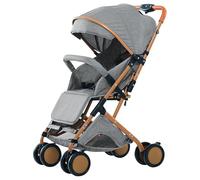 Passeggino Canne,Passeggino leggero e compatto, seduto, sdraiato, spingendo e tirando, con cuscino in cotone, zanzariera,Evolution, aggiornato 2025,Grigio