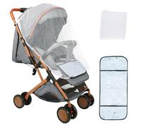 Passeggino Canne,Passeggino leggero e compatto, seduto/sdraiato/spinto, gambe dipinte in oro, zanzariera con cuscino in cotone, ruote in schiuma EVA, adatto per bambini da 0 a 6 anni, grigio