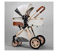 Passeggino Carrozzina for neonato Passeggino compatto for ombrello Passeggino di lusso pieghevole Passeggino Molle for assorbimento degli urti Passeggini for carrozzina ad alta visibilità (Color : Wh