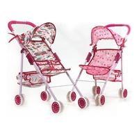 Passeggino carrozzina gioco bambini richiudibile struttura in metallo rosa h50cm