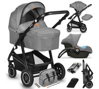 Bianka Passeggino 3 in 1 per Bambini da 0 a 48 mesi, Sistema Modulare con Seduta Secchiello, Navicella + Ovetto Neonato, Leggero, Pieghevole, Ruote Grandi per Città e Campagna, Cappottina XXL UPF50+