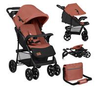 Lionelo Emma Plus Passeggino Leggero e Pieghevole da 6 Mesi a 15kg Schienale regolabile alla posizione sdraiata, Cinture a 5-punti Ammortizzatori, Cappotina XXL Vassoio portabibite Borsa (CORAL ROSA)