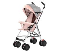 Passeggino compatto con Ombrellone e Zanzariera, Ruote EVA, Cuscino in Cotone, Barba 0-6 anni (carico 25 kg) (rosa)