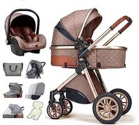 Passeggino con ventilatore, borsa per la mamma, parapioggia, passeggino leggero 3 in 1 per comodità e comfort, con coprigambe e coperta