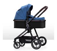 Passeggino Di Lusso Per Bambini Carrozzina Di Alta Qualità E Alla Moda Passeggino Multiposizione Reclinabile Per Bambini, Telaio In Alluminio Nero, Ruote In Gomma Antiurto (Color : Blauw, Size : 2 i