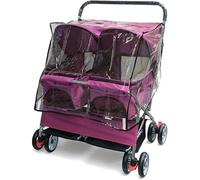 Passeggino doppio per cani di piccola e media taglia, design facile da piegare per risparmiare spazio, include parapioggia per avventure all'aria aperta