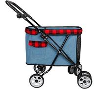 Passeggino doppio per cani Passeggino per cani disabili Passeggino da viaggio per animali domestici pieghevole facile Tessuto Oxford 600D Peso massimo 15 kg Tazza traspirante con rete multifunzional