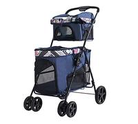 Passeggino Doppio Pieghevole Per Cani Multifunzionale 4 In 1 Passeggino Con Finestre A Rete E Trasportino Rimovibile For Gatti Di Piccola E Media Taglia E Cani Cuccioli Carico 7 Kg / 10 Kg (Color : B