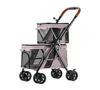 Passeggino Doppio Pieghevole Per Cani Passeggino Doppio Multifunzionale Passeggino Staccabile Con Ruote Ideale Per Passeggiate E Shopping Capacità Di Trasporto Fino A 5 Kg / 12 Kg (Color : Pink)