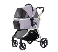 Passeggino for cani di piccola e media taglia, pieghevole, for cani e gatti, da viaggio, separabile, con telaio in lega di alluminio.(Grey a)