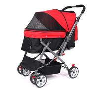 Passeggino for gatti, passeggino for cani di piccola taglia e media, carrozzina for cani, passeggino da viaggio con borsa tascabile, carrello for cani di media taglia o 2 gatti.(Red)