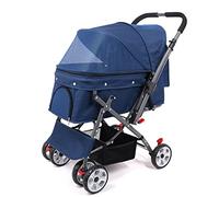 Passeggino for gatti, passeggino for cani di piccola taglia e media, carrozzina for cani, passeggino da viaggio con borsa tascabile, carrello for cani di media taglia o 2 gatti.(Blue)