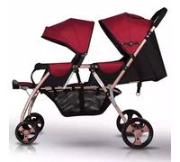 Passeggino gemellare di lusso Passeggino doppio in metallo compatto e accogliente con posti a sedere in tandem Passeggini tandem pieghevoli in metallo per carrozzina