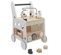 Passeggino in legno per bambini, 6 in 1, centro attività con labirinto di perle, gioco e gioco di colori, giocattolo per abilità motorie e corsa a partire da 1 anno