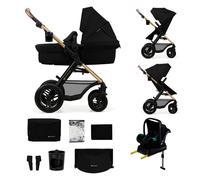 Kinderkraft MOOV 2 Sistema modulare 4 in 1 fino 26 kg, con Ovetto 40-75 cm, MINK FX, Carrozzina reversibile fronte mamma e strada, Schienale regolabile, Ruote gonfiabili, Nero