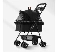 Passeggino leggero per gatti con pizzo Passeggini per cani migliorati per cani di taglia piccola e media Passeggini pieghevoli e staccabili per cani e gatti Pet Gear 4 ruote (rosa) (nero)