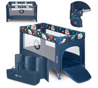 lionelo Stefi Lettino neonato da viaggio pieghevole con materasso, Dalla nascita fino a 3 anni, Box bambini da campeggio con entrata laterale, Le pareti realizzate in rete, Borsa, Route