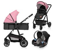 Lionelo Amber 3IN1 - Passeggino Trio Leggero Compatto 0-3 Anni + Navicella e Seggiolino Auto colore Pink Rose