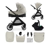 Kinderkraft VESTO 2, passeggino trio 3 in 1, travel system neonato con carrozzina, ovetto auto MINK PRO 2, seduta reversibile, chiusura compatta, ruote EVA, Beige
