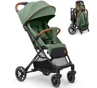 Nukido Passeggino per Neonato 0-36 Mesi 0-15 kg Pieghevole Automatico in 2 Secondi Ruote A 360° con Ammortizzazione Grandi Ruote All Terrain Verde Passeggiata