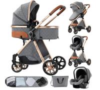 Passeggino Passeggino ad alto valore: sedile 69 cm, altezza 105 cm. Può essere utilizzato come sedia da pranzo. Sospensione a quattro ruote per un giro liscio