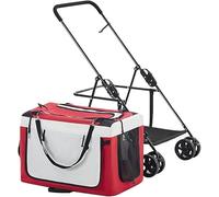 Passeggino per 2 cani di piccola taglia Gatti Cuccioli e gattini, passeggini per cani di piccola taglia Passeggino pieghevole Passeggino traspirante Passeggino per gatti, cani e altro ancora(rosso)