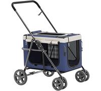 Passeggino per 2 cani e gatti, leggero e adatto ai viaggi, perfetto per cani di piccola taglia, con design a carrello, ideale per cuccioli, gattini e altro ancora