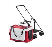 Passeggino per 2 cani, gatti, cuccioli e gattini, passeggini per cani di piccola taglia Passeggino leggero Passeggino traspirante per gatti, cani e altro ancora, passeggino pieghevole (rosso)