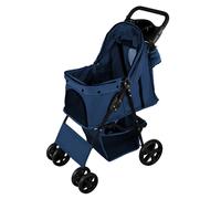 Passeggino per animali Blu con Borsa Organizer Pieghevole da Viaggio per Cani