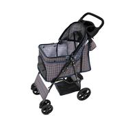 Passeggino per animali Blu Tartan con Borsa Organizer Pieghevole da Viaggio per